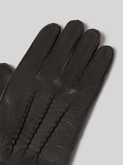 Peek & Cloppenburg PearlwoodHandschuhe Aus Leder Mit Label-Detail In Dunkelbraun