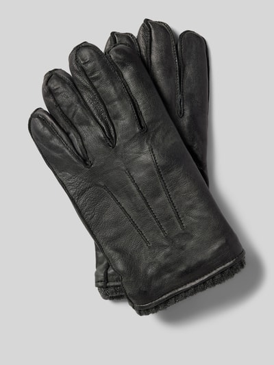 Peek & Cloppenburg PearlwoodHandschuhe aus Leder mit Label-Detail in black