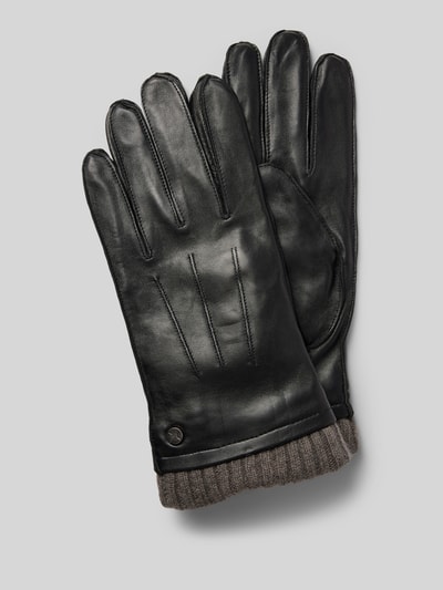 Peek & Cloppenburg PearlwoodHandschuhe aus Leder mit Label-Detail in black