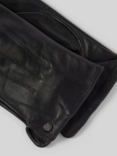 Peek & Cloppenburg PearlwoodLederhandschuhe Mit Ziernähten In Black