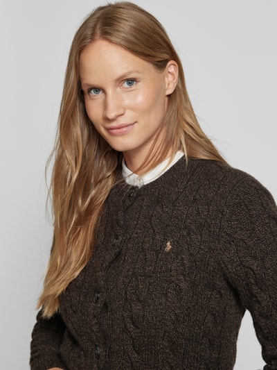 Peek & Cloppenburg Polo Ralph LaurenRegular Fit Cardigan Mit Zopfmuster Modell 'CASH' In Dunkelbraun