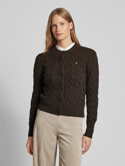 Peek & Cloppenburg Polo Ralph LaurenRegular Fit Cardigan Mit Zopfmuster Modell 'CASH' In Dunkelbraun