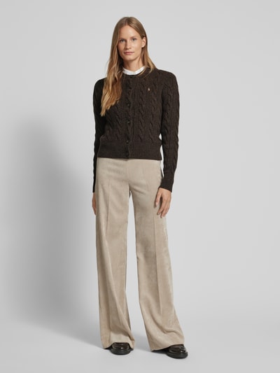 Peek & Cloppenburg Polo Ralph LaurenRegular Fit Cardigan mit Zopfmuster Modell 'CASH' in dunkelbraun