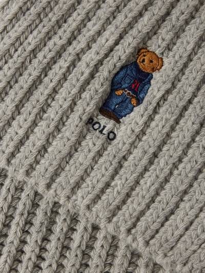 Peek & Cloppenburg Polo Ralph LaurenWollschal Mit Label-Motiv-Stitching Modell 'BEAR' In Hellgrau Melange