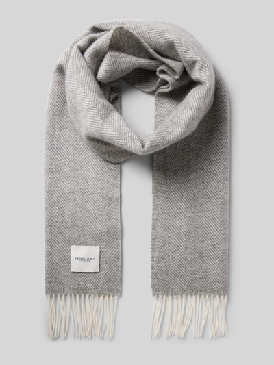 Peek & Cloppenburg ProfuomoSchal aus Wolle mit Label-Patch in hellgrau