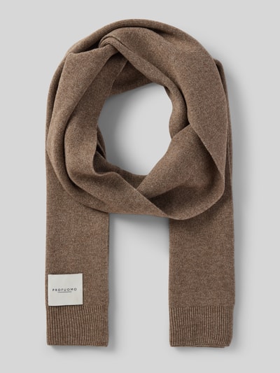 Peek & Cloppenburg ProfuomoWollschal mit Label-Patch in dunkelbraun melange