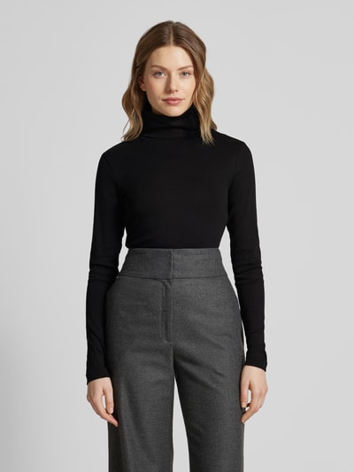 Peek & Cloppenburg QSLongsleeve Mit Geripptem Rundhalsausschnitt Modell 'Rolli' In Black