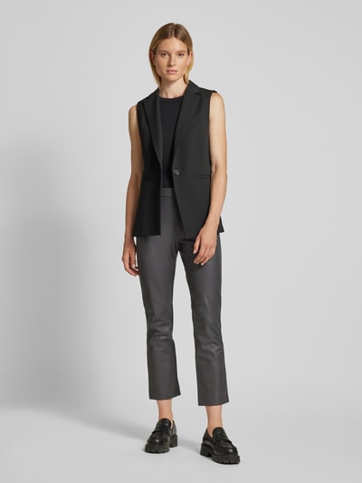 Peek & Cloppenburg Raffaello RossiRegular Fit Hose in Lederoptik im verkürztem Schnitt Modell 'MACY' in dunkelgrau