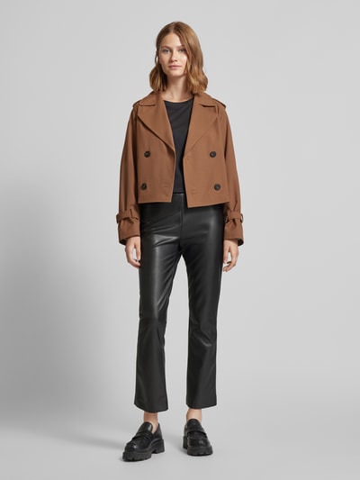 Peek & Cloppenburg Raffaello RossiRegular Fit Hose in Lederoptik im verkürztem Schnitt Modell 'MACY' in black