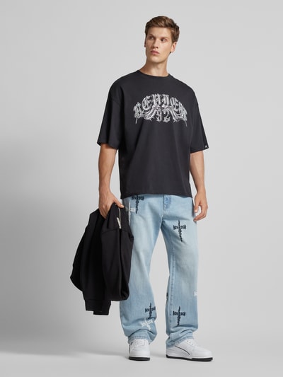 Peek & Cloppenburg REVIEWBaggy Jeans mit Kreuz-Stickerei in blau