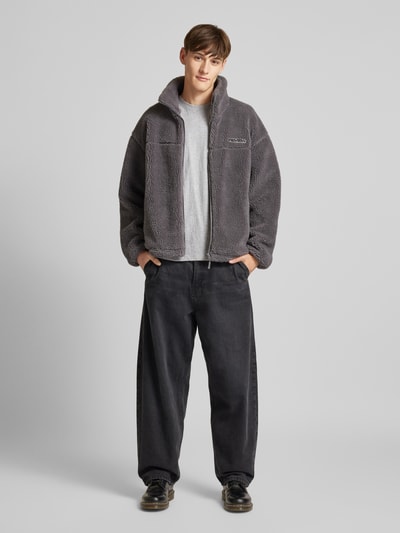 Peek & Cloppenburg REVIEWFleecejacke mit Label-Detail in dunkelgrau