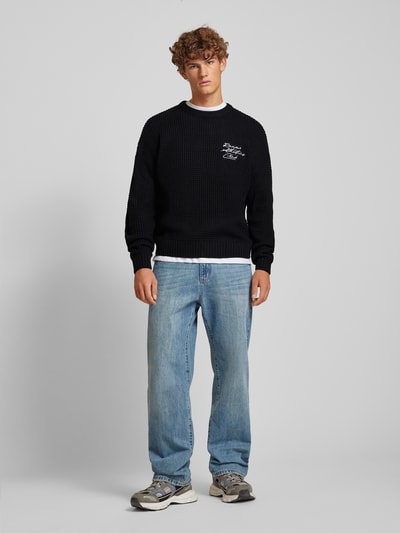 Peek & Cloppenburg REVIEWStrickpullover mit Label-Stitching in black