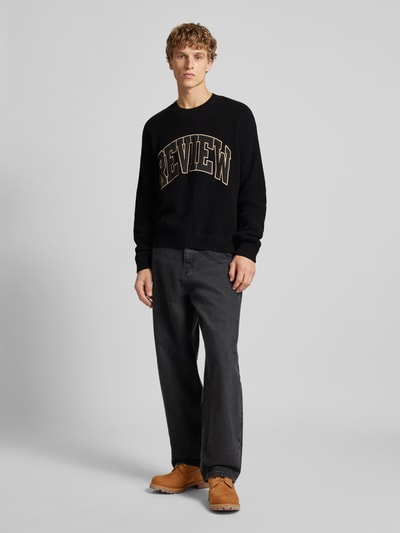 Peek & Cloppenburg REVIEWStrickpullover mit Label-Stitching in black