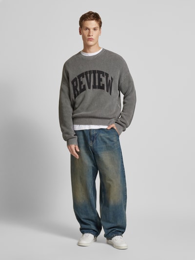 Peek & Cloppenburg REVIEWStrickpullover mit Label-Stitching in dunkelgrau