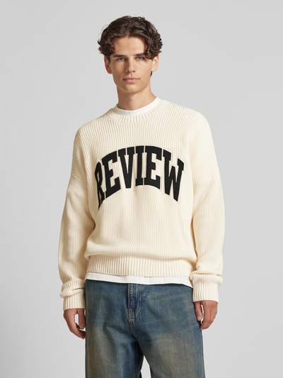 Peek & Cloppenburg REVIEWStrickpullover Mit Label-Stitching In Ecru