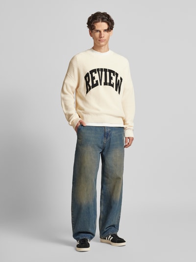 Peek & Cloppenburg REVIEWStrickpullover mit Label-Stitching in ecru