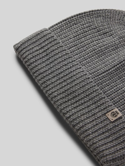 Peek & Cloppenburg RoecklBeanie Mit Label-Detail Modell 'Pure Merino' In Mittelgrau Melange