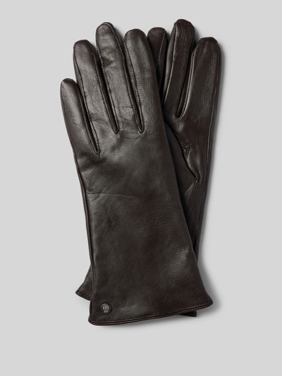 Peek & Cloppenburg RoecklLederhandschuhe mit Label-Applikation in dunkelbraun
