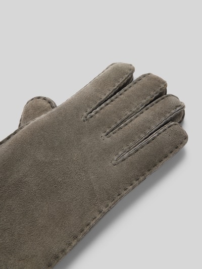 Peek & Cloppenburg RoecklLederhandschuhe Mit Label-Applikation Modell 'HELSINKI' In Mittelgrau