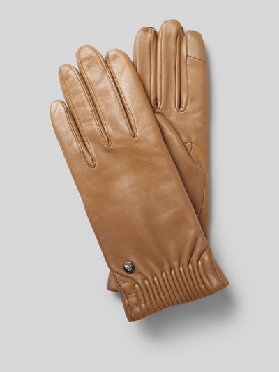 Peek & Cloppenburg RoecklLederhandschuhe mit Label-Applikation Modell 'ARIZONA TOUCH' in stein