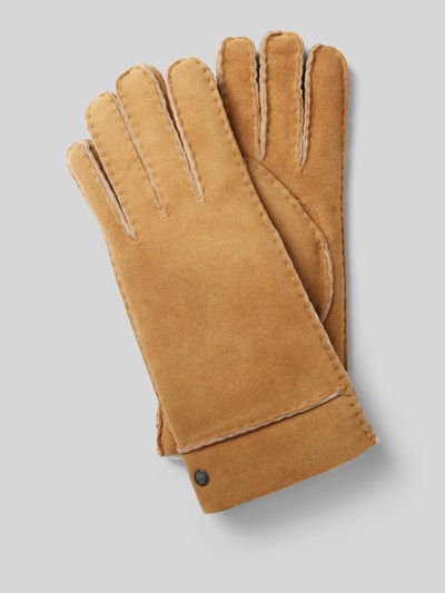 Peek & Cloppenburg RoecklLederhandschuhe mit Label-Applikation Modell 'HELSINKI' in cognac