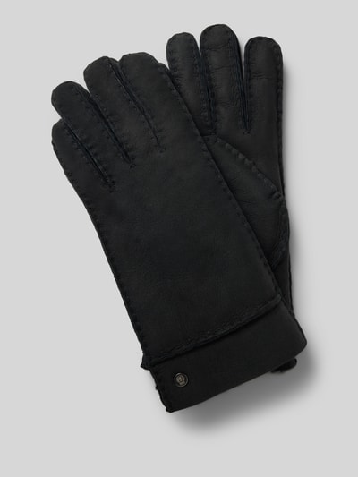 Peek & Cloppenburg RoecklLederhandschuhe mit Label-Applikation Modell 'HELSINKI' in black
