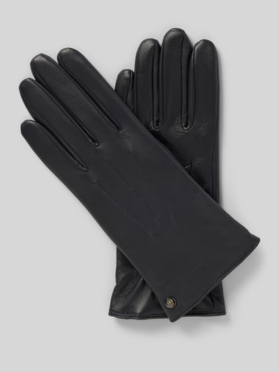 Peek & Cloppenburg RoecklLederhandschuhe mit Label-Applikation Modell 'TALLIN TOUCH' in dunkelblau