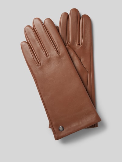 Peek & Cloppenburg RoecklLederhandschuhe mit Label-Applikation Modell 'FRANKFURT' in cognac
