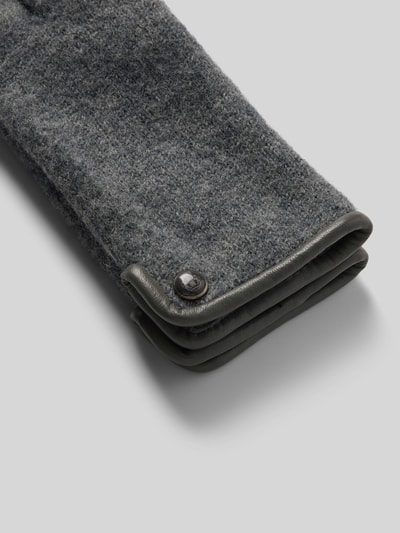 Peek & Cloppenburg RoecklSchurwollhandschuhe Mit Label-Applikation Modell 'WALK' In Mittelgrau Melange