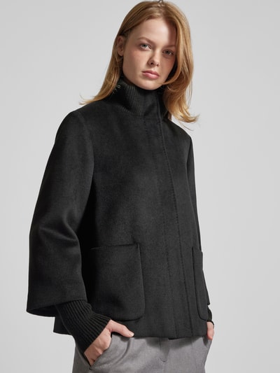 Peek & Cloppenburg S.Oliver BLACK LABELRelaxed Fit Jacke Aus Woll-Mix Mit Rippbündchen In Black