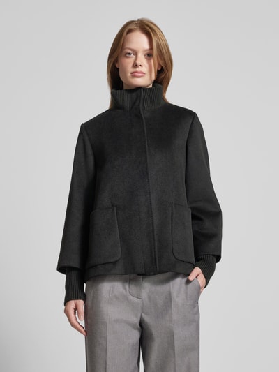 Peek & Cloppenburg S.Oliver BLACK LABELRelaxed Fit Jacke Aus Woll-Mix Mit Rippbündchen In Black