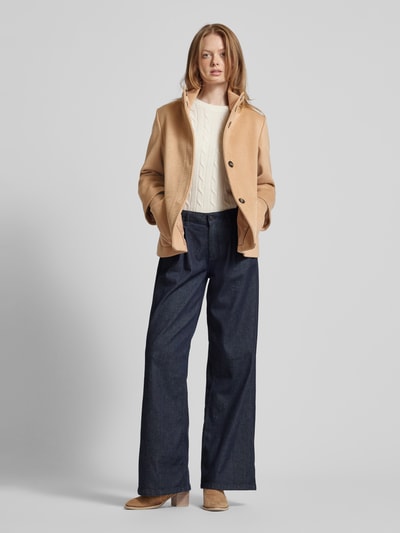 Peek & Cloppenburg s.Oliver BLACK LABELRelaxed Fit Jacke aus Woll-Mix mit Rippbündchen in sand