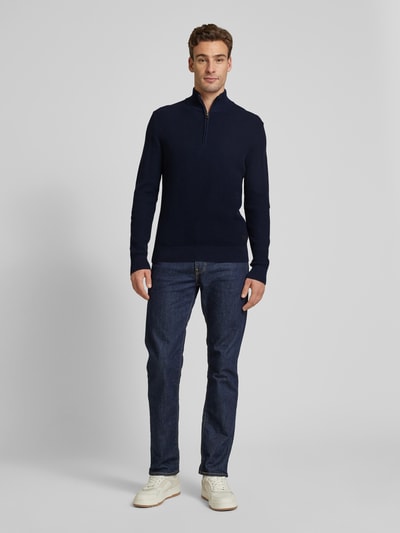 Peek & Cloppenburg s.Oliver RED LABELRegular Fit Troyer aus reiner Baumwolle mit Strukturmuster in marine