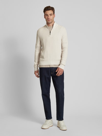 Peek & Cloppenburg s.Oliver RED LABELRegular Fit Troyer aus reiner Baumwolle mit Strukturmuster in offwhite