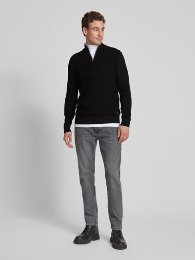 Peek & Cloppenburg s.Oliver RED LABELRegular Fit Troyer aus reiner Baumwolle mit Strukturmuster in black