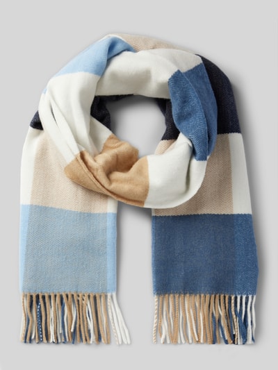 Peek & Cloppenburg s.Oliver RED LABELSchal aus weichem Viskose-Mix mit langen Fransen und Karomuster in blau