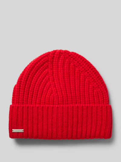 Peek & Cloppenburg SeebergerBeanie aus reinem Kaschmir mit Label-Detail in rot