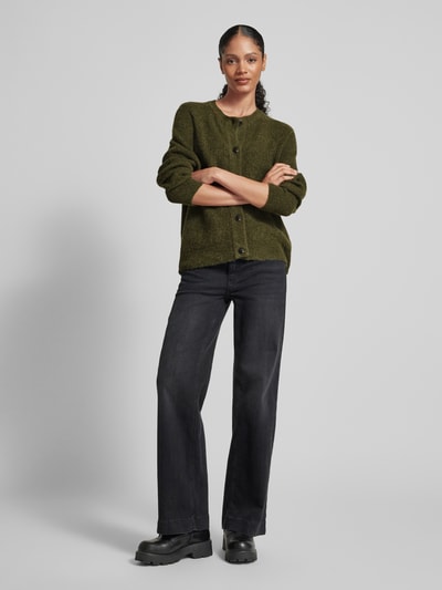 Peek & Cloppenburg Selected FemmeStrickjacke mit durchgehender Knopfleiste Modell 'LULU' in oliv melange