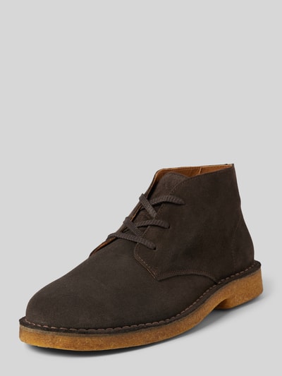 Peek & Cloppenburg SELECTED HOMMELederschnürschuhe mit Ziernähten Modell 'RIGA' in mittelbraun