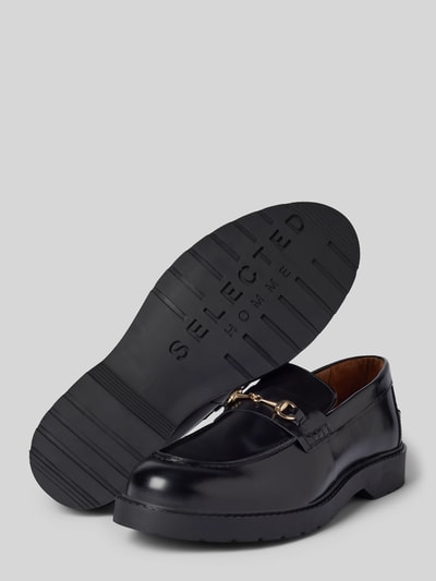 Peek & Cloppenburg SELECTED HOMMEPenny-Loafer Aus Leder Mit Applikation Modell 'HORSEBIT' In Black