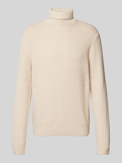 Peek & Cloppenburg SELECTED HOMMERollkragenpullover Mit Strukturmuster Modell 'ZIG' In Offwhite