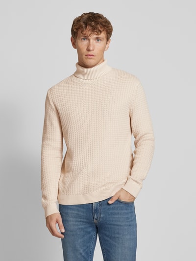 Peek & Cloppenburg SELECTED HOMMERollkragenpullover Mit Strukturmuster Modell 'ZIG' In Offwhite