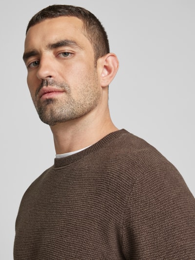 Peek & Cloppenburg SELECTED HOMMEStrickpullover Mit Gerippten Abschlüssen Modell 'ROSS' In Dunkelbraun
