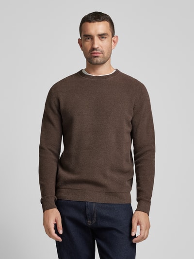 Peek & Cloppenburg SELECTED HOMMEStrickpullover Mit Gerippten Abschlüssen Modell 'ROSS' In Dunkelbraun