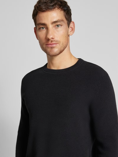Peek & Cloppenburg SELECTED HOMMEStrickpullover Mit Gerippten Abschlüssen Modell 'ROSS' In Black