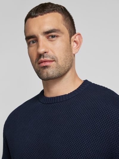 Peek & Cloppenburg SELECTED HOMMEStrickpullover Mit Gerippten Abschlüssen Modell 'HENNY' In Dunkelblau