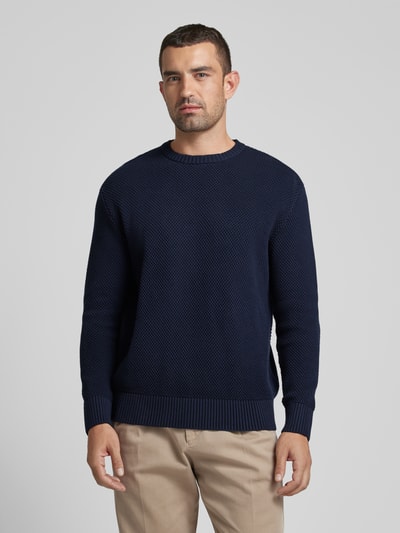 Peek & Cloppenburg SELECTED HOMMEStrickpullover Mit Gerippten Abschlüssen Modell 'HENNY' In Dunkelblau