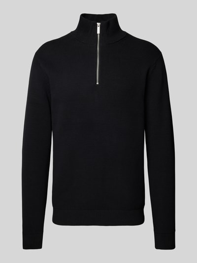 Peek & Cloppenburg SELECTED HOMMEStrickpullover Mit Gerippten Abschlüssen Modell 'DANE' In Black