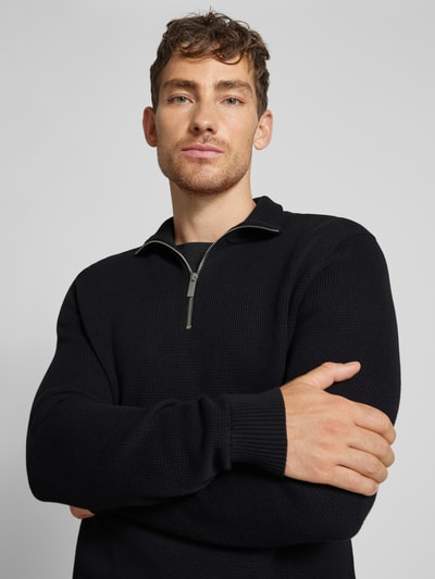 Peek & Cloppenburg SELECTED HOMMEStrickpullover Mit Gerippten Abschlüssen Modell 'DANE' In Black