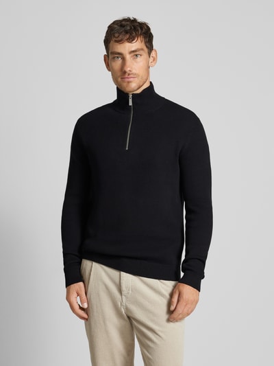 Peek & Cloppenburg SELECTED HOMMEStrickpullover Mit Gerippten Abschlüssen Modell 'DANE' In Black